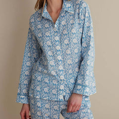 Printed Voile Women's Cropped Pajama Set - Floral Weave, M
