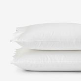 Embroidered Scallop Classic Smooth Sateen Solid Pillowcase Set - White, Standard