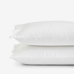 Embroidered Scallop Classic Smooth Sateen Solid Pillowcase Set - White, King