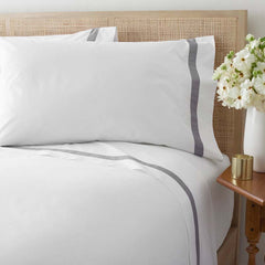 Contrast Border Premium Cool Supima® Cotton Percale Pillowcase Set - Pewter, King