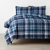 Handsome Tartan Classic Cool Organic Cotton Percale Duvet Cover Set - Blue Multi, Full/Queen