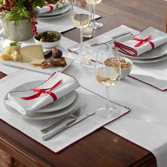 Pom Fringe Table Runner - Red, 16 in. x 108 in.