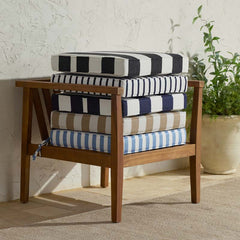 Replacement Boxed Edge Chair Cushion - Narrow Stripe Air Blue, 20 in. x 20 in.