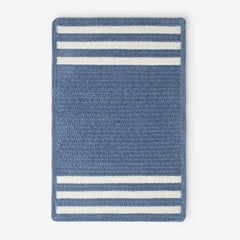 Chenille Border Stripe Handwoven Reversible Rug - Slate Blue, 3' x 5'
