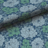 Large Blooms Removable Wallpaper - Blue, Swatch