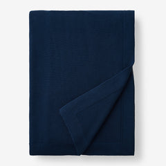 Classic All Season Breathable Cotton Knit Blanket - Navy, Full/Queen