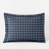Classic Stripes and Plaids Cool Yarn-Dyed Cotton Percale Sham - Windowpane White/Navy, King