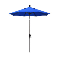 Round Outdoor Patio Umbrella, Fiberglass with Twist Tilt - Bronze Finish, Pacific Blue, 7.5'