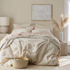 Premium Breathable Washed Linen Solid Sham - Parchment, King