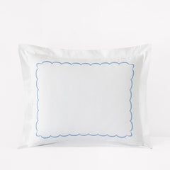 Embroidered Scallop Classic Cool Cotton Percale Sham - Blue, Standard