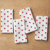 Flower Napkins, Set of 4 - Flowers Red Blue