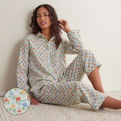 Printed Voile Women's Cropped Pajama Set - Meadow Song, M