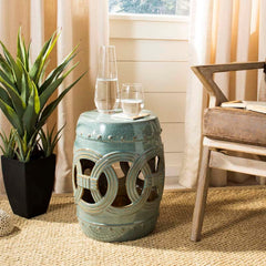 Ceramic Double Coin Side Table - Turquoise
