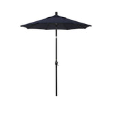 6' Round Outdoor Patio Umbrella, Aluminum with Push Button Tilt - Black Finish, Navy