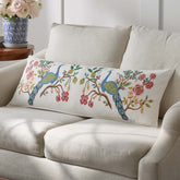 Peacock Decorative Lumbar Pillow Cover - Ivory