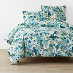 Garden Party Classic Cool Cotton Percale Duvet Cover - Teal, Full/Queen