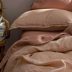 Premium Breathable Washed Linen Solid Pillowcase Set - Light Clay, King