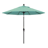 Round Outdoor Patio Umbrella, Fiberglass with Twist Tilt - Black Finish, Spectrum Mist, 9'