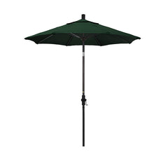 Round Outdoor Patio Umbrella, Fiberglass with Twist Tilt - Bronze Finish, Forest Green, 7.5'