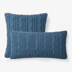 Chunky Cable Knit Decorative Pillow Cover - Denim Blue