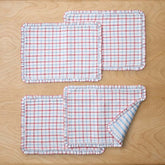 Flowers & Plaid Yarn-Dyed Reversible Placemats, Set of 4 - Graph Plaid Red