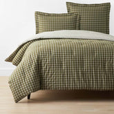 Classic Stripes and Plaids Cool Yarn-Dyed Cotton Percale Reversible Comforter - Windowpane Green, King/Cal. King