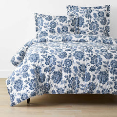 Floral Indigo Garden Classic Cool Cotton Percale Comforter - Blue, King/Cal. King