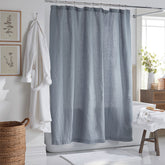 Premium Breathable Washed Linen Solid Shower Curtain - Dusty Blue