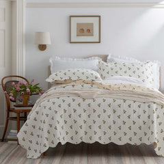 Flower Delight Reversible Quilted Sham - Ivory, Euro