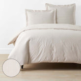 Classic Stripes and Plaids Cool Yarn-Dyed Cotton Percale Duvet Cover - Stripe Tan, King/Cal. King