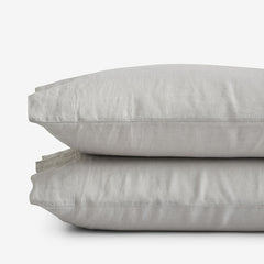 Premium Breathable Washed Linen Solid Pillowcase Set - Light Gray, King
