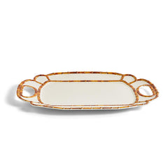 Faux Bamboo Border Melamine Platter - White