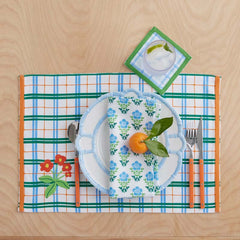 Floral Plaid Reversible Placemats, Set of 4 - Green