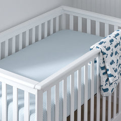 Ditsy Gingham Classic Cool Organic Cotton Percale Fitted Crib Sheet - Blue