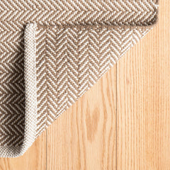 Herringbone Handwoven Cotton Rug - Stone, 8' x 10'