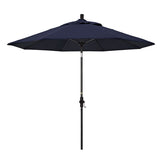 Round Outdoor Patio Umbrella, Fiberglass with Twist Tilt - Black Finish, Navy, 9'
