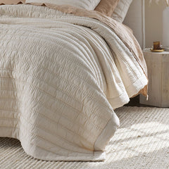 Premium Breathable Washed Linen Solid Quilted Sham - Linen, Standard