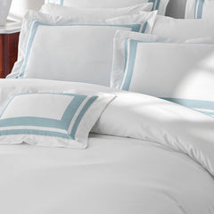 Double Border Premium Smooth Supima® Cotton Wrinkle-Free Sateen Duvet Cover - Cloud, Full