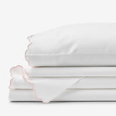 Embroidered Scallop Classic Smooth Sateen Solid Bed Sheet Set - Blush, King