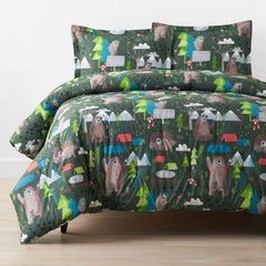 Bear Camp Classic Cool Organic Cotton Percale Comforter Set - Green Multi, Full/Queen
