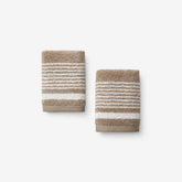 Plush Spa Stripe Washcloths, Set of 2 - Light Mocha