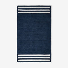 Chenille Border Stripe Handwoven Reversible Rug - Navy, 3' x 5'