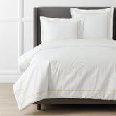 Scallop Embroidered Premium Cool Egyptian Percale Duvet Cover - Yellow, Full/Queen