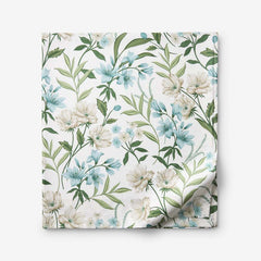 Gardenia Mist Premium Smooth Wrinkle-Free Sateen Flat Bed Sheet - Cream Multi, Queen