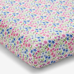 Joy Garden Classic Cool Organic Cotton Percale Fitted Crib Sheet - White Multi