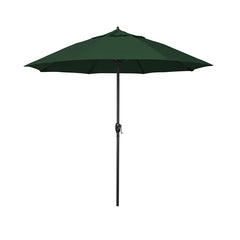 Round Outdoor Patio Umbrella, Aluminum with Auto Tilt Crank - Black Finish, Forest Green, 7.5'