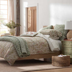 Julienne Classic Cool Cotton Percale Reversible Sham - Mini Floral Taupe, Standard