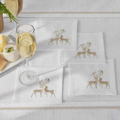 Metallic Cocktail Napkins, Set of 4 - Reindeer