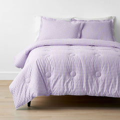 Gingham Classic Cool Organic Cotton Percale Comforter Set - Lilac, Twin/Twin XL