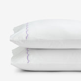 Scallop Embroidered Premium Cool Egyptian Percale Pillowcase Set - Lavender, Standard